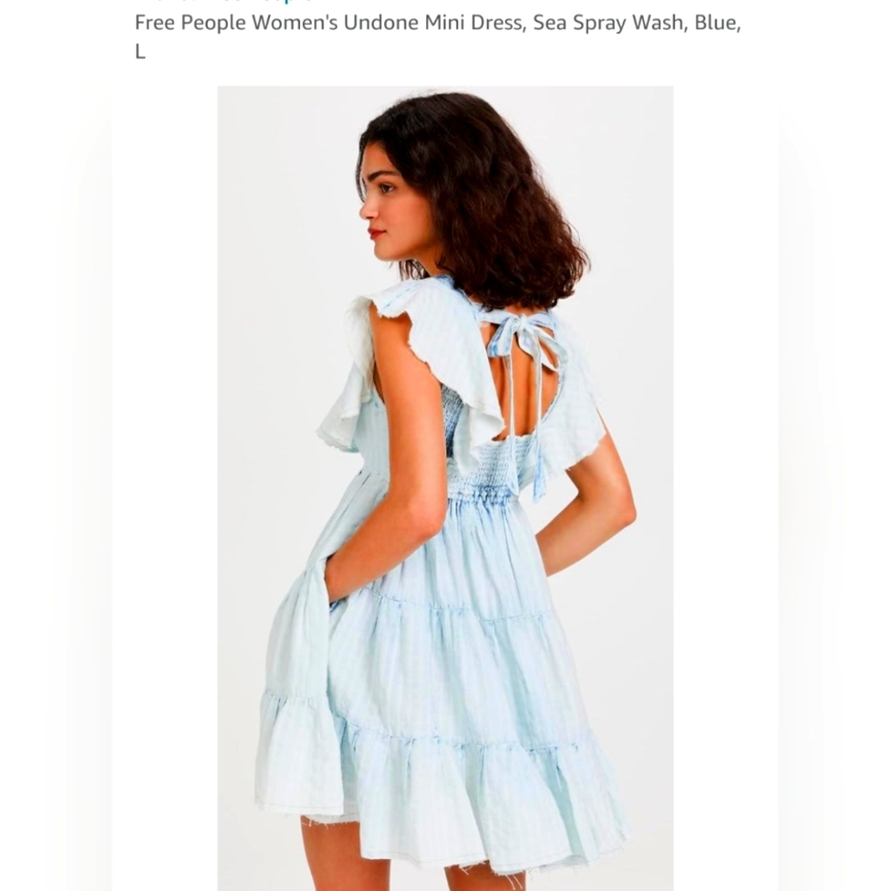 Free People Women's undone mini dress sea spray blue